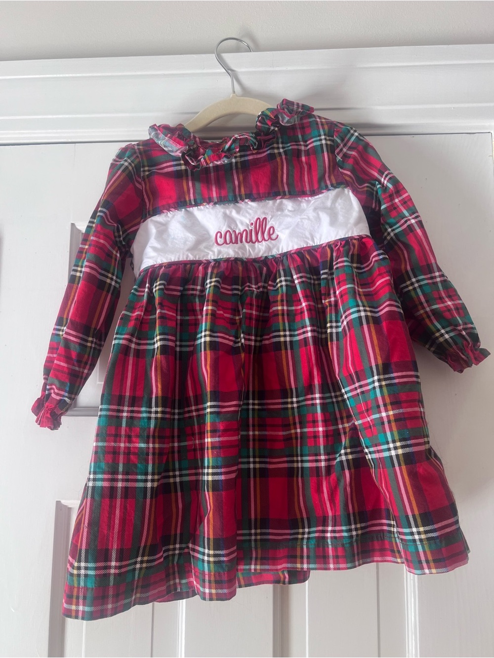 Personalized Red Plaid Camille Dress for Kids - Classic Holiday
